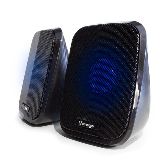 BOCINAS VORAGO 2.0 3.5MM PASIVAS PARA COMPUTADORA LED NEGRO SPK-107 - 7502266677550-v