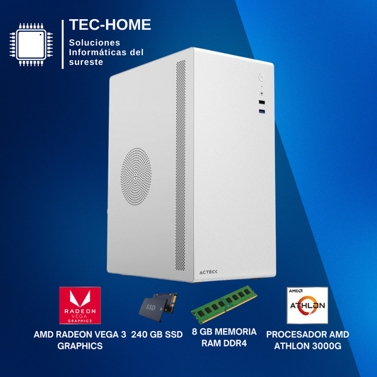 PC PARA OFICINA TRABAJO ATHLON 3000G 8 GB RAM 240 SSD